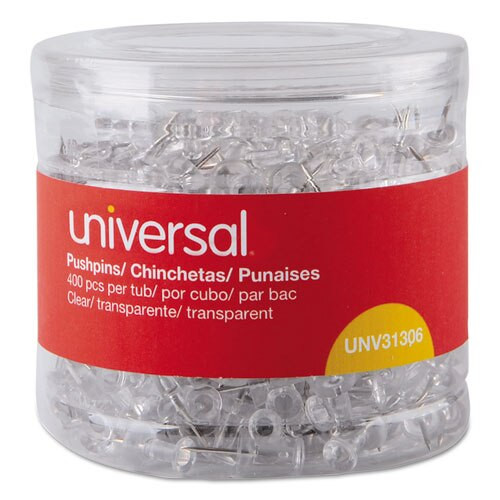 Clear Push Pins, Plastic, 3/8", 400/pack Clear Push Pins, Plastic, 3/8", 400/pack