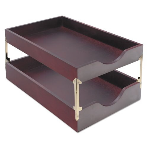 Hardwood Stackable Desk Trays, 1 Section, Letter Size Files, 10.25" X 12.5" X 2.5", Mahogany Hardwood Stackable Desk Trays, 1 Section, Letter Size Files, 10.25" X 12.5" X 2.5", Mahogany