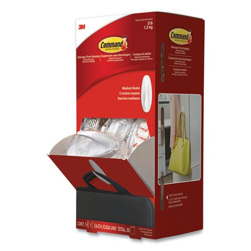 General Purpose Designer Hooks, Medium, 3 Lb Cap, White, 50 Hooks And Strips/pack General Purpose Designer Hooks, Medium, 3 Lb Cap, White, 50 Hooks And Strips/pack