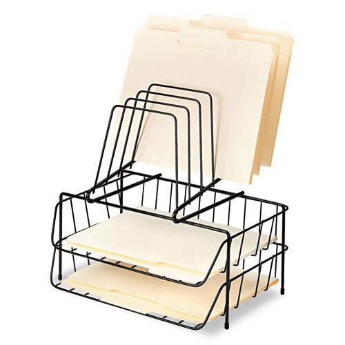 Wire Double Tray With Step File Sorter, 8 Sections, Letter Size Files, 13.88" X 10.13" X 14", Black Wire Double Tray With Step File Sorter, 8 Sections, Letter Size Files, 13.88" X 10.13" X 14", Black