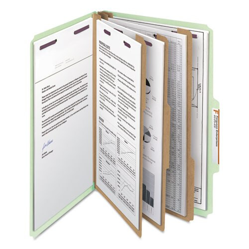 Pressboard Classification Folders With Safeshield Coated Fasteners, 2/5 Cut, 3 Dividers, Legal Size, Gray-green, 10/box Pressboard Classification Folders With Safeshield Coated Fasteners, 2/5 Cut, 3 Dividers, Legal Size, Gray-green, 10/box