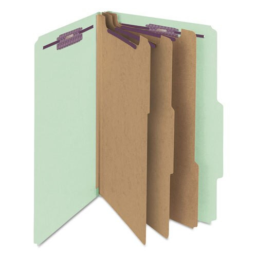 Pressboard Classification Folders With Safeshield Coated Fasteners, 2/5 Cut, 3 Dividers, Legal Size, Gray-green, 10/box Pressboard Classification Folders With Safeshield Coated Fasteners, 2/5 Cut, 3 Dividers, Legal Size, Gray-green, 10/box