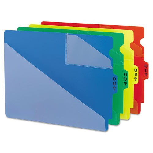 End Tab Poly Out Guides, Two-pocket Style, 1/3-cut End Tab, Out, 8.5 X 11, Red, 50/box End Tab Poly Out Guides, Two-pocket Style, 1/3-cut End Tab, Out, 8.5 X 11, Red, 50/box