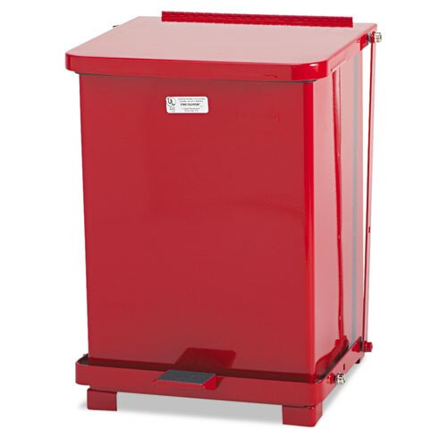 Defenders Biohazard Step Can, Square, Steel, 7 Gal, Red Defenders Biohazard Step Can, Square, Steel, 7 Gal, Red