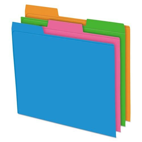 Glow Poly File Folders, 1/3-cut Tabs, Letter Size, Assorted, 12/pack Glow Poly File Folders, 1/3-cut Tabs, Letter Size, Assorted, 12/pack