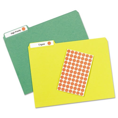 Handwrite Only Self-adhesive Removable Round Color-coding Labels, 0.5" Dia., Neon Red, 60/sheet, 14 Sheets/pack