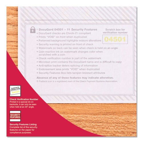 Standard Security Check, 11 Features, 8.5 X 11, Blue Marble Bottom, 500/ream Standard Security Check, 11 Features, 8.5 X 11, Blue Marble Bottom, 500/ream