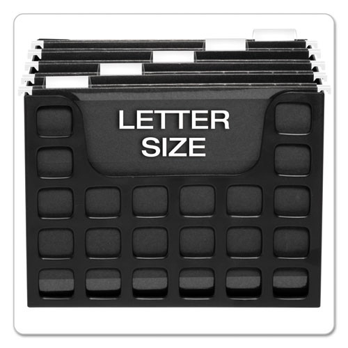 Desktop File W/hanging Folders, Letter, Plastic, 12 1/4 X 6 X 9 1/2, Black Desktop File W/hanging Folders, Letter, Plastic, 12 1/4 X 6 X 9 1/2, Black
