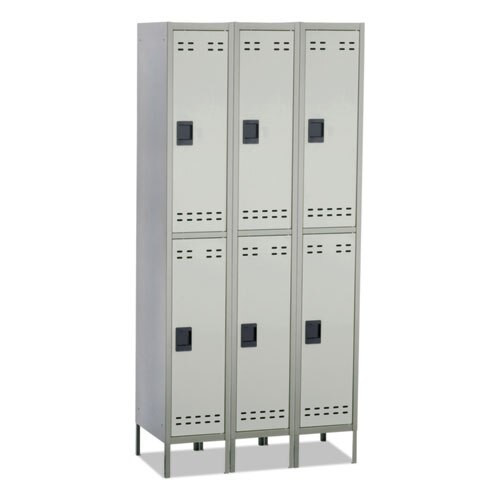 Double-tier, Three-column Locker, 36w X 18d X 78h, Two-tone Gray Double-tier, Three-column Locker, 36w X 18d X 78h, Two-tone Gray