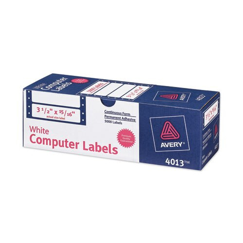 Dot Matrix Printer Mailing Labels, Pin-fed Printers, 0.94 X 3.5, White, 5,000/box Dot Matrix Printer Mailing Labels, Pin-fed Printers, 0.94 X 3.5, White, 5,000/box