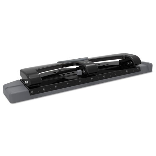 12-sheet Smarttouch Three-hole Punch, 9/32" Holes, Black/gray 12-sheet Smarttouch Three-hole Punch, 9/32" Holes, Black/gray