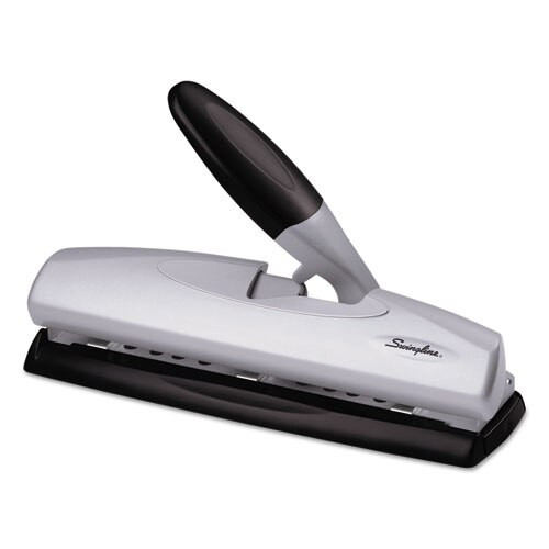20-sheet Lighttouch Desktop Two-to-seven-hole Punch, 9/32" Holes, Silver/black 20-sheet Lighttouch Desktop Two-to-seven-hole Punch, 9/32" Holes, Silver/black