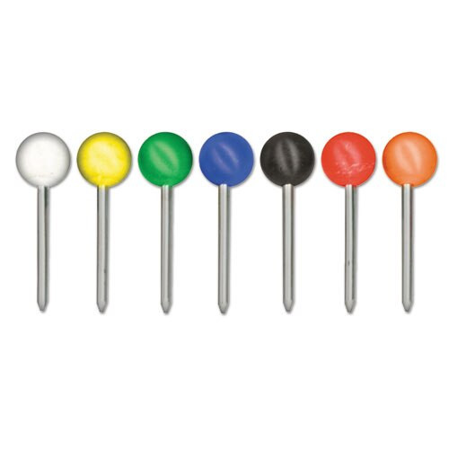 Map Tacks, Plastic, Assorted, 3/8", 100/box Map Tacks, Plastic, Assorted, 3/8", 100/box