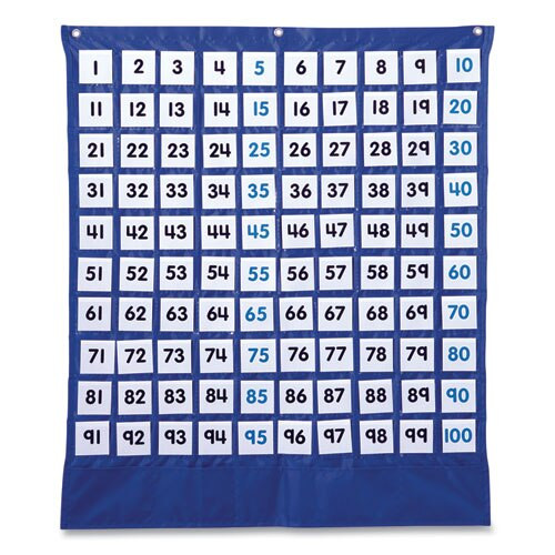 Hundreds Pocket Chart With 100 Clear Pockets, Colored Number Cards, 26 X 30 Hundreds Pocket Chart With 100 Clear Pockets, Colored Number Cards, 26 X 30