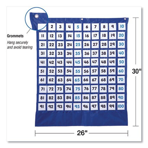 Hundreds Pocket Chart With 100 Clear Pockets, Colored Number Cards, 26 X 30 Hundreds Pocket Chart With 100 Clear Pockets, Colored Number Cards, 26 X 30