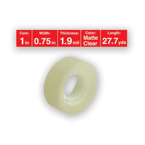 Invisible Tape, 1" Core, 0.75" X 83.33 Ft, Clear, 12/pack Invisible Tape, 1" Core, 0.75" X 83.33 Ft, Clear, 12/pack