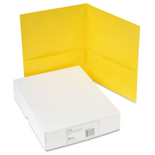 Two-pocket Folder, 40-sheet Capacity, Yellow, 25/box