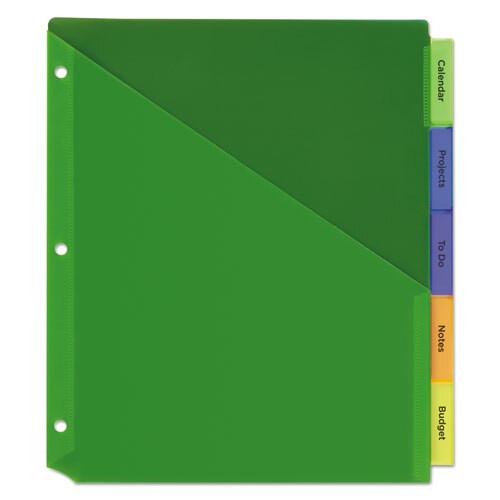 Insertable Big Tab Plastic 1-pocket Dividers, 5-tab, 11.13 X 9.25, Assorted, 1 Set Insertable Big Tab Plastic 1-pocket Dividers, 5-tab, 11.13 X 9.25, Assorted, 1 Set