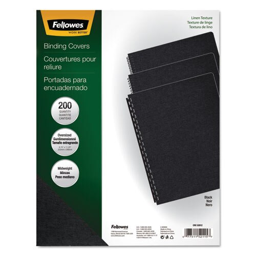 Linen Texture Binding System Covers, 11-1/4 X 8-3/4, Black, 200/pack Linen Texture Binding System Covers, 11-1/4 X 8-3/4, Black, 200/pack