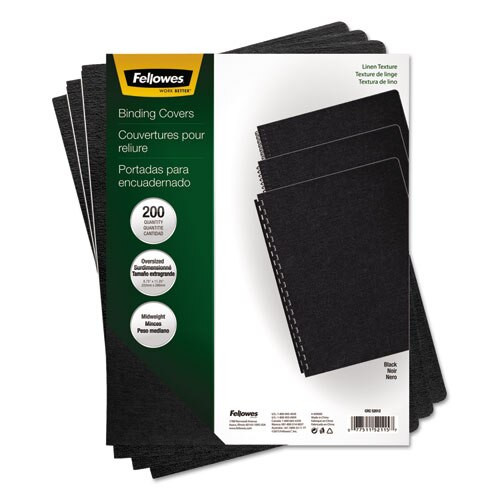 Linen Texture Binding System Covers, 11-1/4 X 8-3/4, Black, 200/pack Linen Texture Binding System Covers, 11-1/4 X 8-3/4, Black, 200/pack