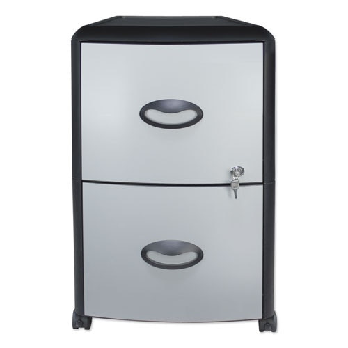 Two-drawer Mobile Filing Cabinet, Metal Siding, 19w X 15d X 23h, Silver/black Two-drawer Mobile Filing Cabinet, Metal Siding, 19w X 15d X 23h, Silver/black