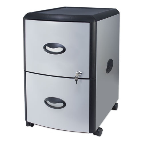 Two-drawer Mobile Filing Cabinet, Metal Siding, 19w X 15d X 23h, Silver/black Two-drawer Mobile Filing Cabinet, Metal Siding, 19w X 15d X 23h, Silver/black