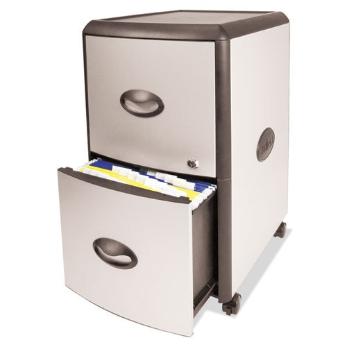 Two-drawer Mobile Filing Cabinet, Metal Siding, 19w X 15d X 23h, Silver/black Two-drawer Mobile Filing Cabinet, Metal Siding, 19w X 15d X 23h, Silver/black