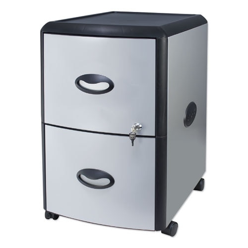 Two-drawer Mobile Filing Cabinet, Metal Siding, 19w X 15d X 23h, Silver/black Two-drawer Mobile Filing Cabinet, Metal Siding, 19w X 15d X 23h, Silver/black