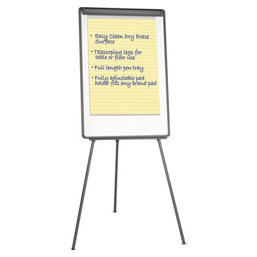 Tripod-style Dry Erase Easel, Easel : 44" To 78", Board: 29" X 41", White/black Tripod-style Dry Erase Easel, Easel : 44" To 78", Board: 29" X 41", White/black