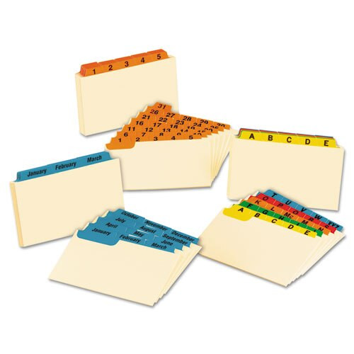 Manila Index Card Guides With Laminated Tabs, 1/5-cut Top Tab, A To Z, 3 X 5, Manila, 25/set Manila Index Card Guides With Laminated Tabs, 1/5-cut Top Tab, A To Z, 3 X 5, Manila, 25/set