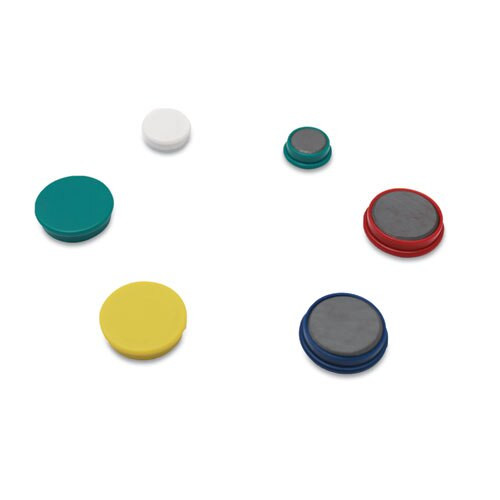 High-intensity Assorted Magnets, 3/4", 1 1/4" & 1 1/2" Dia, Asst Colors, 30/pk High-intensity Assorted Magnets, 3/4", 1 1/4" & 1 1/2" Dia, Asst Colors, 30/pk