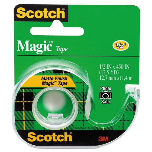 Magic Tape In Handheld Dispenser, 1" Core, 0.5" X 37.5 Ft, Clear Magic Tape In Handheld Dispenser, 1" Core, 0.5" X 37.5 Ft, Clear