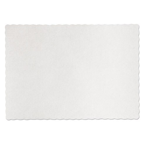 Knurl Embossed Scalloped Edge Placemats, 9.5 X 13.5, White, 1,000/carton