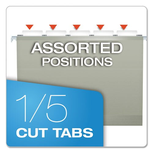 Colored Reinforced Hanging Folders, Letter Size, 1/5-cut Tab, Gray, 25/box Colored Reinforced Hanging Folders, Letter Size, 1/5-cut Tab, Gray, 25/box
