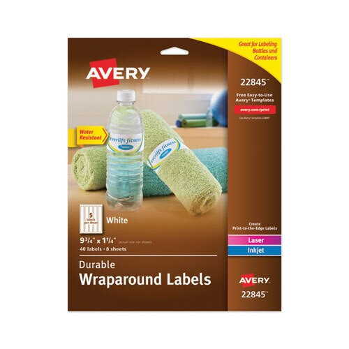 Water-resistant Wraparound Labels W/ Sure Feed, 9 3/4 X 1 1/4, White, 40/pack Water-resistant Wraparound Labels W/ Sure Feed, 9 3/4 X 1 1/4, White, 40/pack