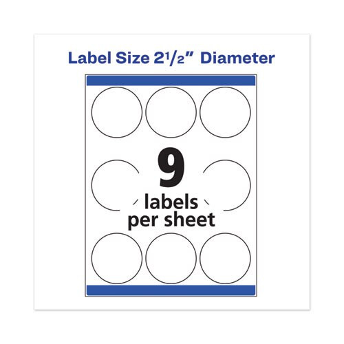 Durable White Id Labels W/ Sure Feed, 2 1/2" Dia, White, 72/pk Durable White Id Labels W/ Sure Feed, 2 1/2" Dia, White, 72/pk