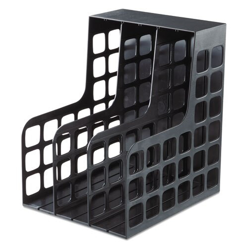 Plastic Magazine File, Two Snap-in Dividers, 9 X 10 5/8 X 12, Black Plastic Magazine File, Two Snap-in Dividers, 9 X 10 5/8 X 12, Black