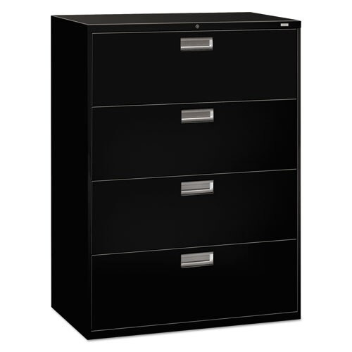 600 Series Four-drawer Lateral File, 42w X 18d X 52.5h, Black 600 Series Four-drawer Lateral File, 42w X 18d X 52.5h, Black