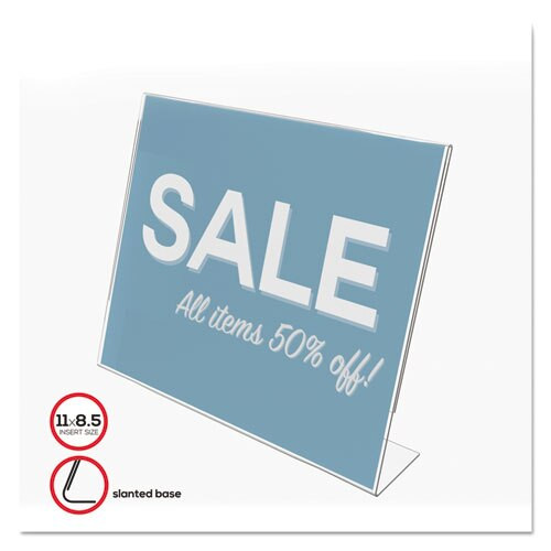 Classic Image Slanted Sign Holder, Landscaped, 11 X 8 1/2 Insert, Clear Classic Image Slanted Sign Holder, Landscaped, 11 X 8 1/2 Insert, Clear