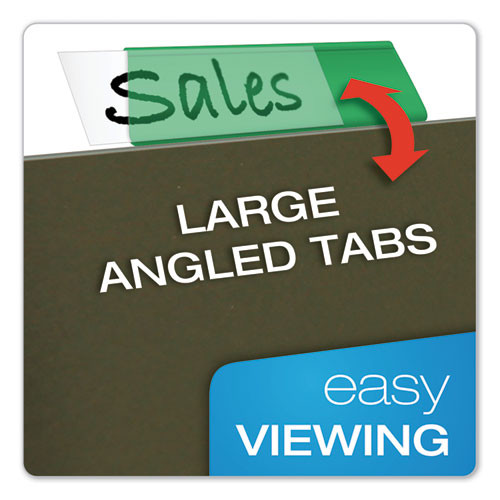 Transparent Colored Tabs For Hanging File Folders, 1/5-cut Tabs, Green, 2" Wide, 25/pack Transparent Colored Tabs For Hanging File Folders, 1/5-cut Tabs, Green, 2" Wide, 25/pack