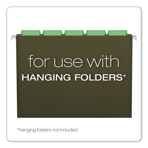 Transparent Colored Tabs For Hanging File Folders, 1/5-cut Tabs, Green, 2" Wide, 25/pack Transparent Colored Tabs For Hanging File Folders, 1/5-cut Tabs, Green, 2" Wide, 25/pack