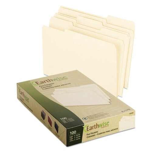 Earthwise By 100% Recycled Manila File Folders, 1/3-cut Tabs, Legal Size, 100/box Earthwise By 100% Recycled Manila File Folders, 1/3-cut Tabs, Legal Size, 100/box