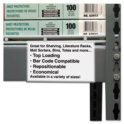 Self-adhesive Label Holders, Top Load, 1/2 X 3, Clear, 50/pack