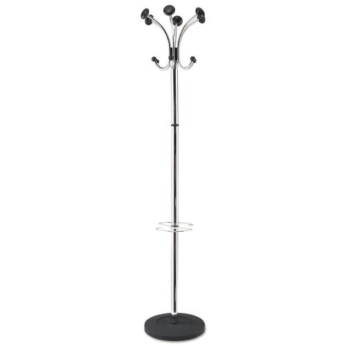 Chromy Coat Stand, 12 Knobs, 16w X 16d X 70.5h, Chrome/black Chromy Coat Stand, 12 Knobs, 16w X 16d X 70.5h, Chrome/black