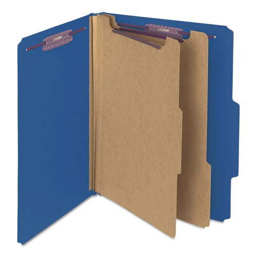 Six-section Pressboard Top Tab Classification Folders With Safeshield Fasteners, 2 Dividers, Letter Size, Dark Blue, 10/box Six-section Pressboard Top Tab Classification Folders With Safeshield Fasteners, 2 Dividers, Letter Size, Dark Blue, 10/box