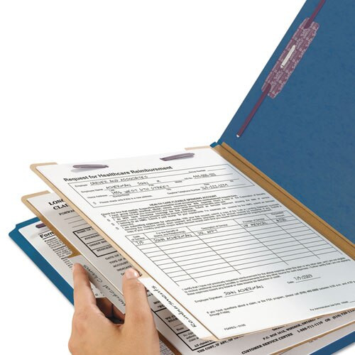 Six-section Pressboard Top Tab Classification Folders With Safeshield Fasteners, 2 Dividers, Letter Size, Dark Blue, 10/box Six-section Pressboard Top Tab Classification Folders With Safeshield Fasteners, 2 Dividers, Letter Size, Dark Blue, 10/box