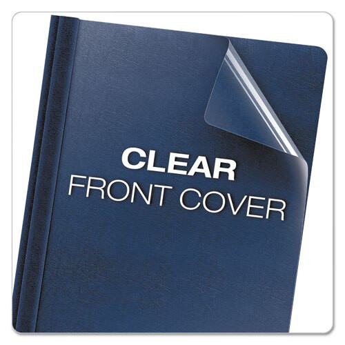 Premium Paper Clear Front Cover, 3 Fasteners, Letter, Blue, 25/box