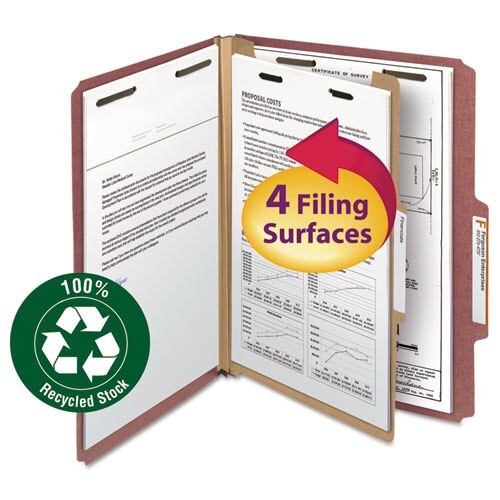 100% Recycled Pressboard Classification Folders, 2 Dividers, Letter Size, Yellow, 10/box 100% Recycled Pressboard Classification Folders, 2 Dividers, Letter Size, Yellow, 10/box