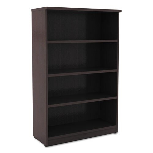 Alera Valencia Series Bookcase, Four-shelf, 31 3/4w X 14d X 54 7/8h, Espresso Alera Valencia Series Bookcase, Four-shelf, 31 3/4w X 14d X 54 7/8h, Espresso