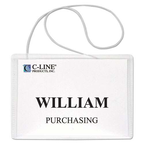 Name Badge Kits, Top Load, 4 X 3, Clear, Elastic Cord, 50/box Name Badge Kits, Top Load, 4 X 3, Clear, Elastic Cord, 50/box